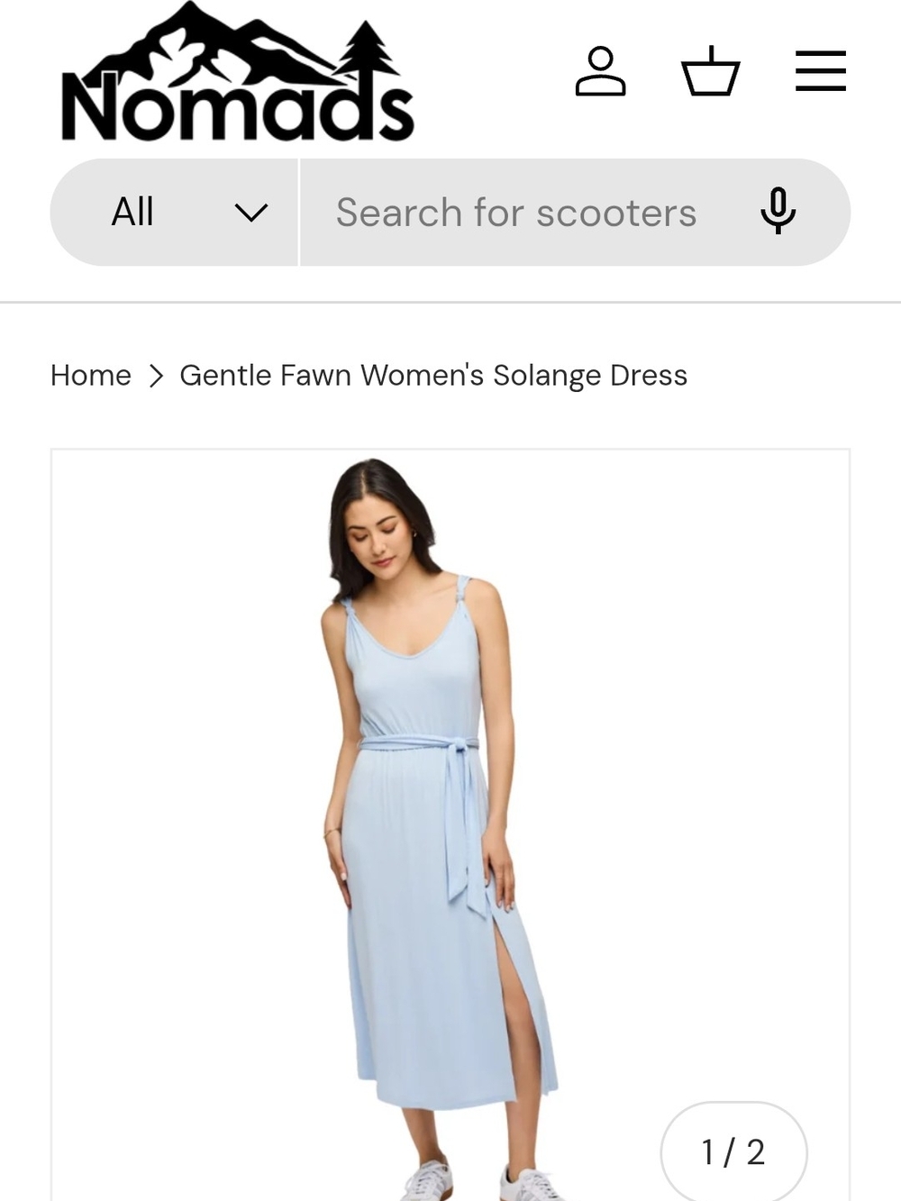 Gentle Fawn Pale Blue Sleeveless Midi Dress with Tie Waist